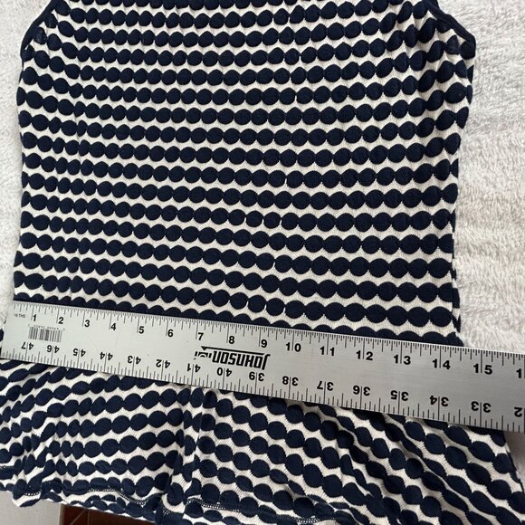 M.S.S.P Max Studio Polka Dot Textured Peplum Dress Large Navy White New $118 - Picture 7 of 8